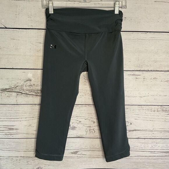 Under Armour Womens S Small‎ Elastic Waist Capri Cropped Fitted Leggings Gray - Picture 1 of 8